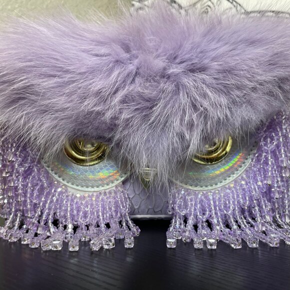 Unique, One-of-a-Kind Owl Purse - Leather/Fur/Beaded - NWOT - Picture 1 of 9